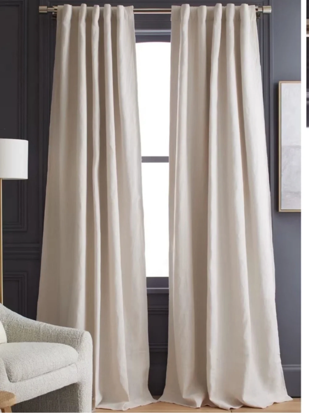 NWT QUINCE Set 2 48x96 Heavyweight European Linen Room Darkening Curtains 0104